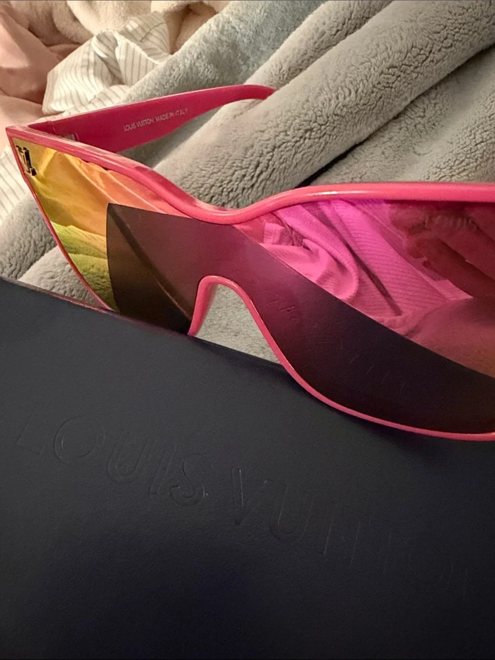 Louis Vuitton Shadow Square Sunglasses Hot Pink Mirror Lens. Pink frame RARE